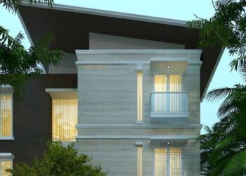 The Latest Simple Model Of A Two-story House – Front View 2025